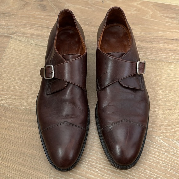 Massimo Matteo Leather Monk Strap Single Buckle Dress Shoes Brown Mens Size 10.5 - Picture 2 of 9